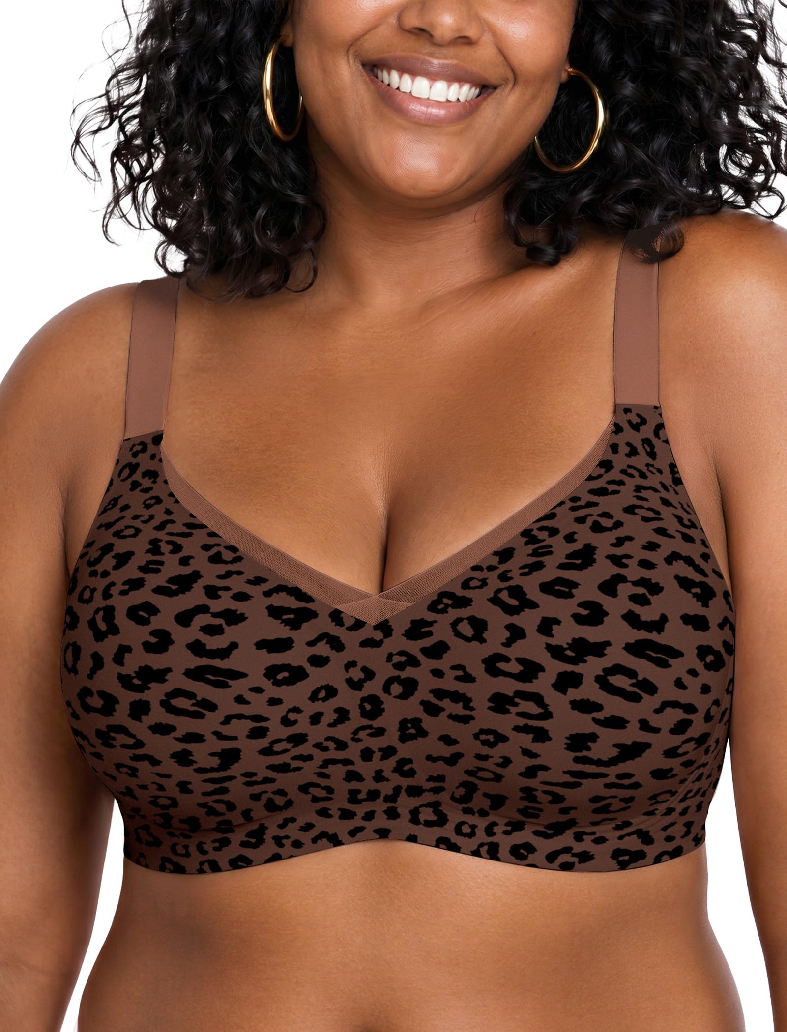 OEAK Women Wireless Jelly Bra Supportive Full Coverage Plus Bras | Comfortable Bralette,No Underwire,Tshirt,Support&amp;Lift,Push Up,Crossover,V Mesh,Everyday,Breathable,Convertible Straps