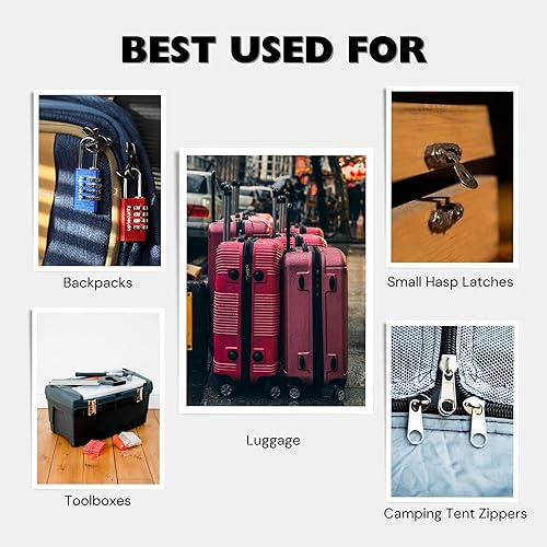 Miniatura 4 de Cerraduras de equipaje pequeñas, cerradura combinada con código para artículos esenciales de viaje, combinación de candado pequeño, candado de