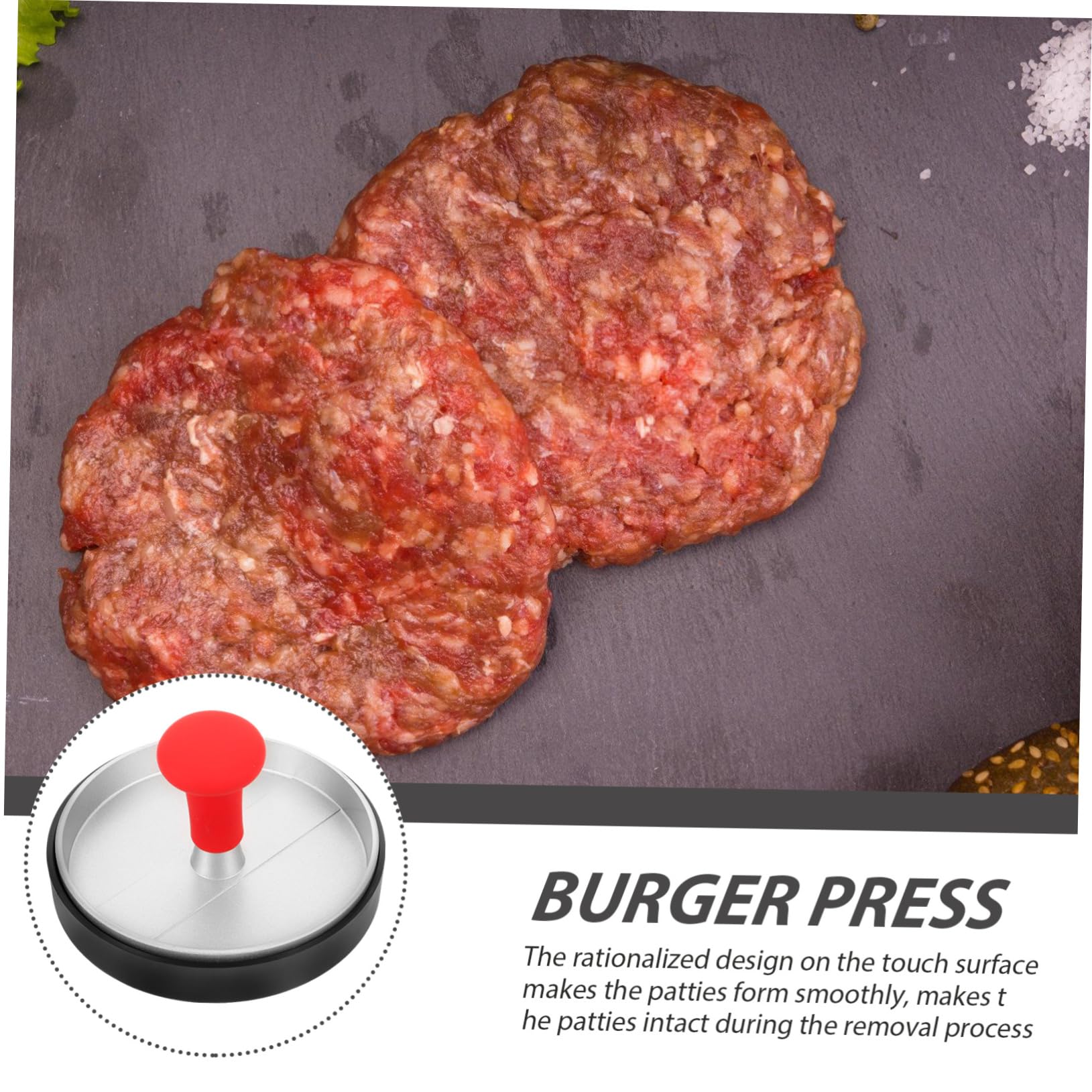Sosoport 2 Stück Fleischpresse drücken Patty Maker Burgerpresse Speckpresse für Grillplatte Steak-Gewichtspresse Fleischpresswerkzeug Grillpresse Rostfreier Stahl Silver