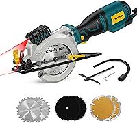 Enventor 5.8A Mini Circular Saw with Laser Guide & 6 Blades - 4-1/2" Corded Electric Saw for Wood, Metal, Tile, 1-11/16" Depth at 90°