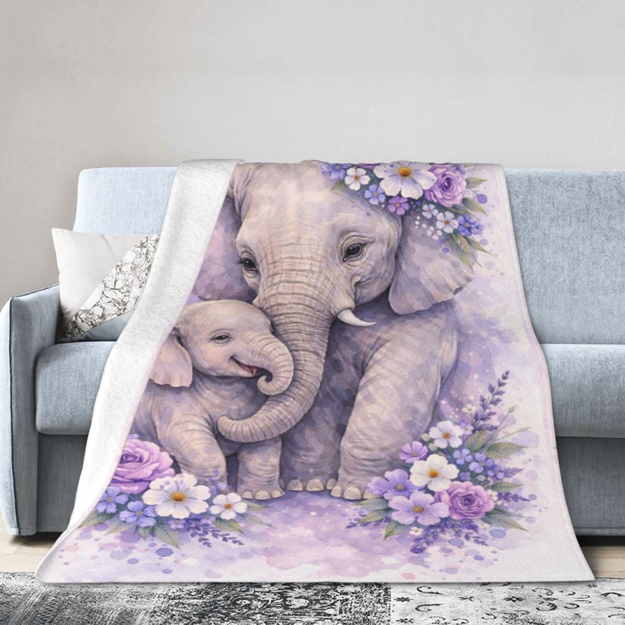 Elephant Blanket Elephant Throw Blanket Super Soft Cozy Plush Fluffy Fuzzy Fleece Blankets Gifts for Girls Women Boys Kids Adults 40"X50"