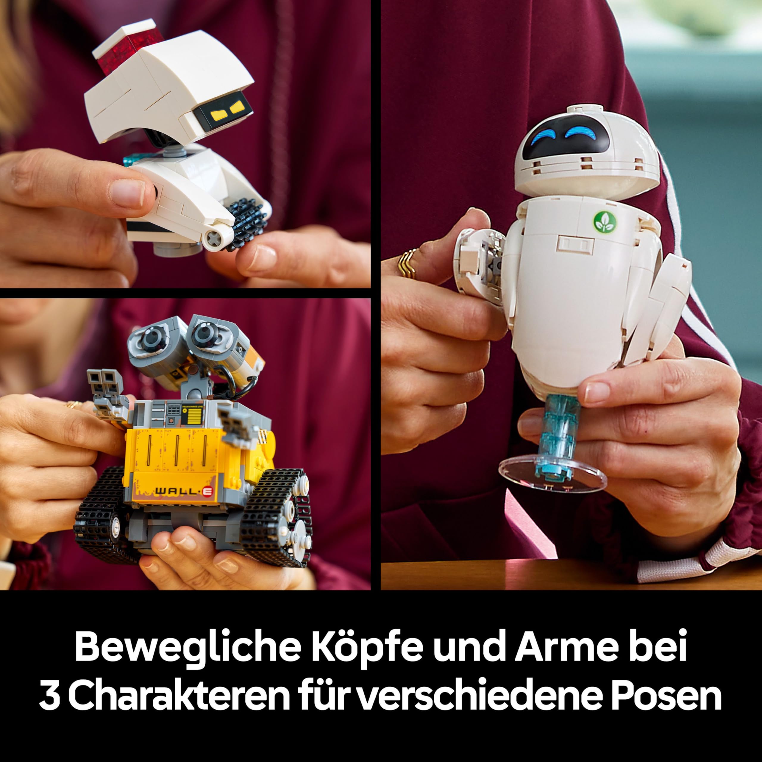 LEGO ǀ Disney and Pixar WALL-E und EVE - Modellbau für Erwachsene - aus Steinen gebaute Roboter mit M-O & Hal Figuren - DIY Deko - Sammlerstück & Geschenk für Fans - 43279