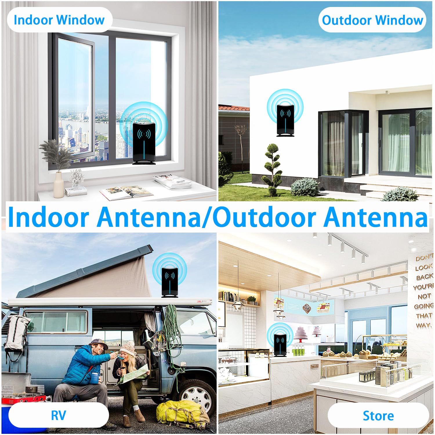 Antena interior para Smart TV, antena HDTV para todos los televisores con amplificador de señal de amplificador, compatible con 4K 1080p, antenas de fácil instalación para televisores sin cable (DT028