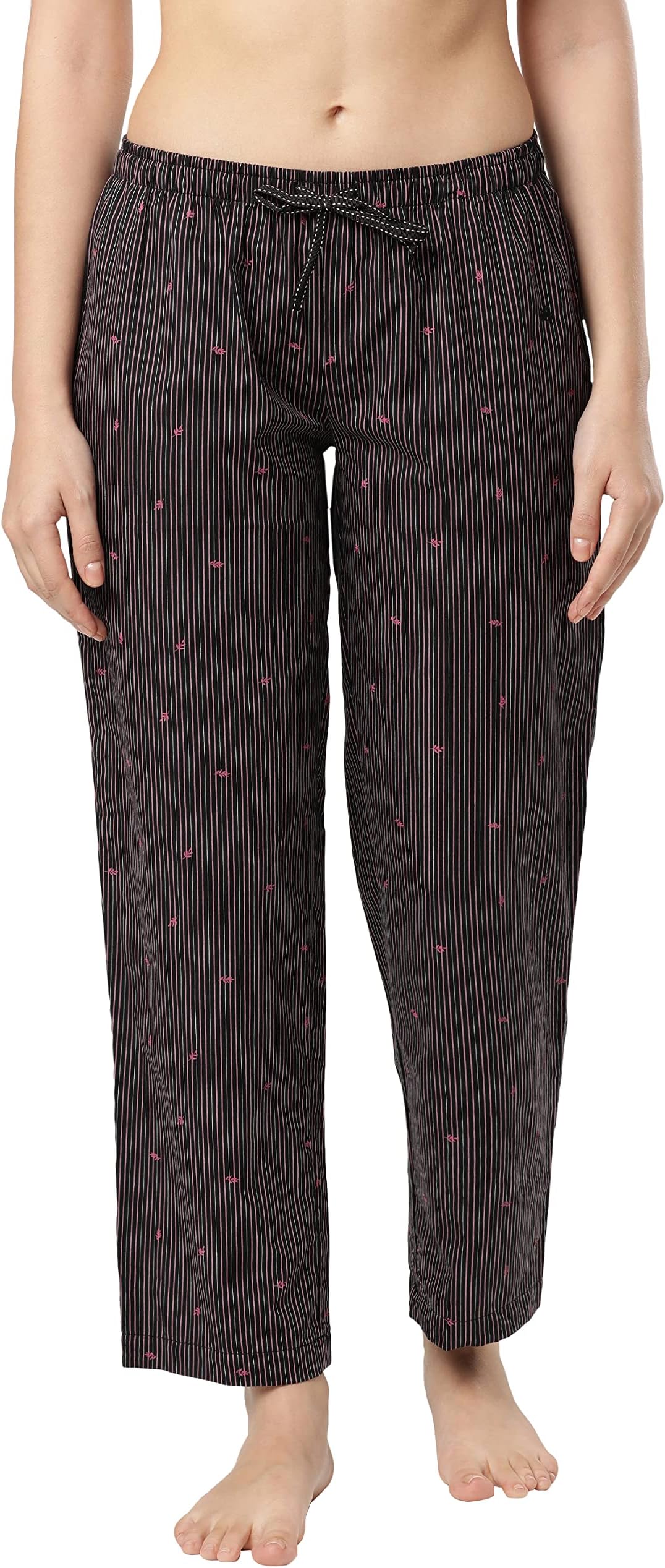 - RX06 Women's Super Combed Cotton Woven Fabric Relaxed Fit Striped Pyjama with Side Pockets (Checks & Prints May Vary)