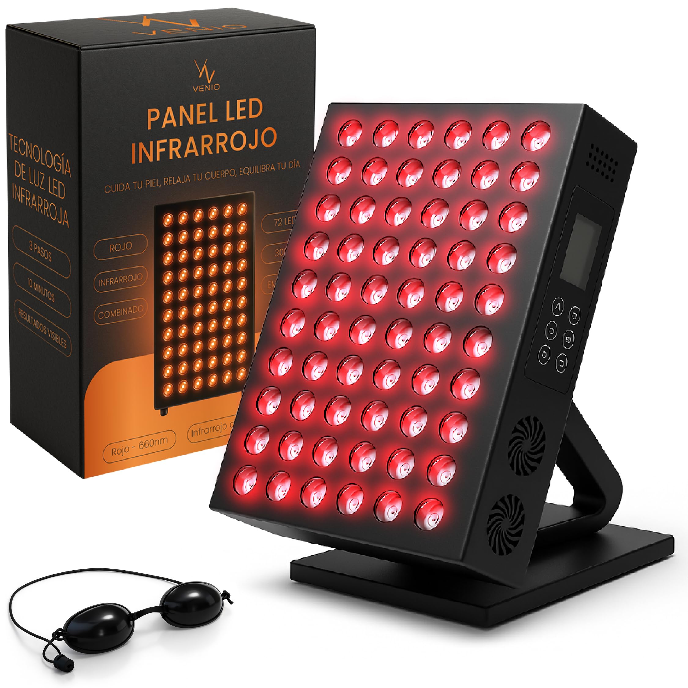 Panel de Luz Roja 660 nm e Infrarroja 850 nm- Terapia Luz Roja para Dolor Articular, Muscular y Piel - Lampara Infrarrojos para Tratamiento Facial y Corporal en Casa