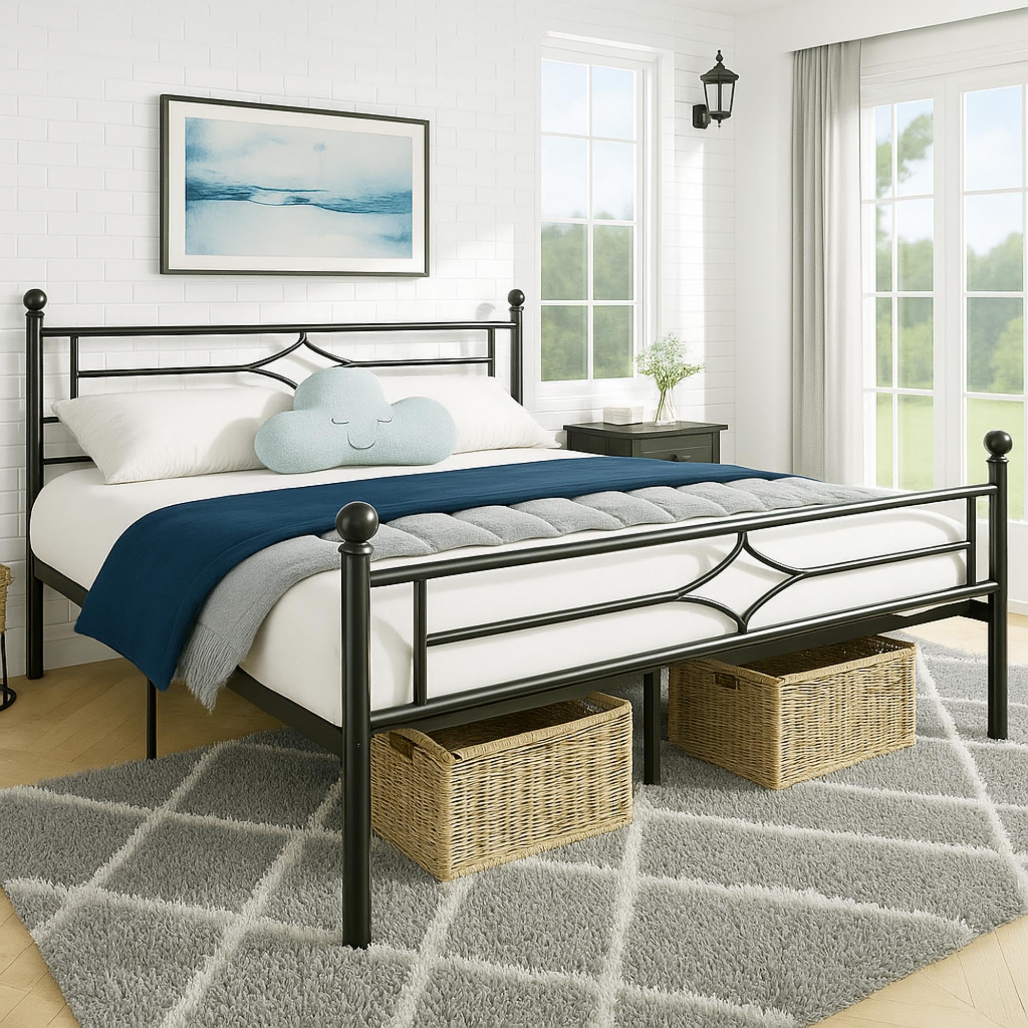 Susalt Metal Bed Frame Twin Size - 14 Inch Platform Bed Frame with Headboard/Heavy Duty Sturdy Mattress Foundation/No Box Spring Needed/Easy Assembly,