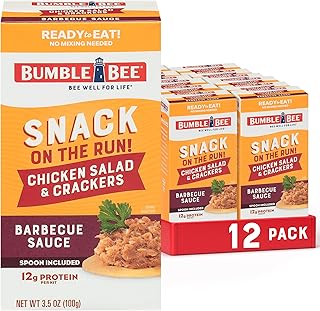 Bumble Bee Snack on the Run BBQ Chicken Salad with Crackers Kit, 3.5 oz (Pack of 12) - Ready to Eat, Spoon Included - Shelf Stable & Convenient Protein Snack