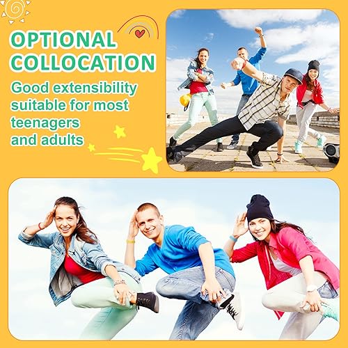 Miniatura 7 de Henoyso 150 pulseras de silicona ajustables de silicona de 8.3 pulgadas, pulseras de goma de colores lindos para niños, niñas, niños y adultos,