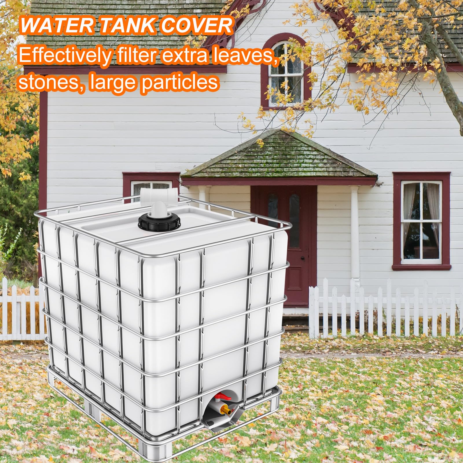QUARKZMAN 163mm Tapa de Filtro de de IBC, Adaptador de Manguera en T para Contenedor de Tanque de Agua de Lluvia de 1000L para Tanques de Agua de 275gal, Negro/Blanco