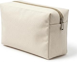 Meeboo’s Tote Canvas Travel Pouch Small Off White | 310 GSM Cotton Canvas Zip Pouch | Multipurpose Storage Organizer for T... Price In India