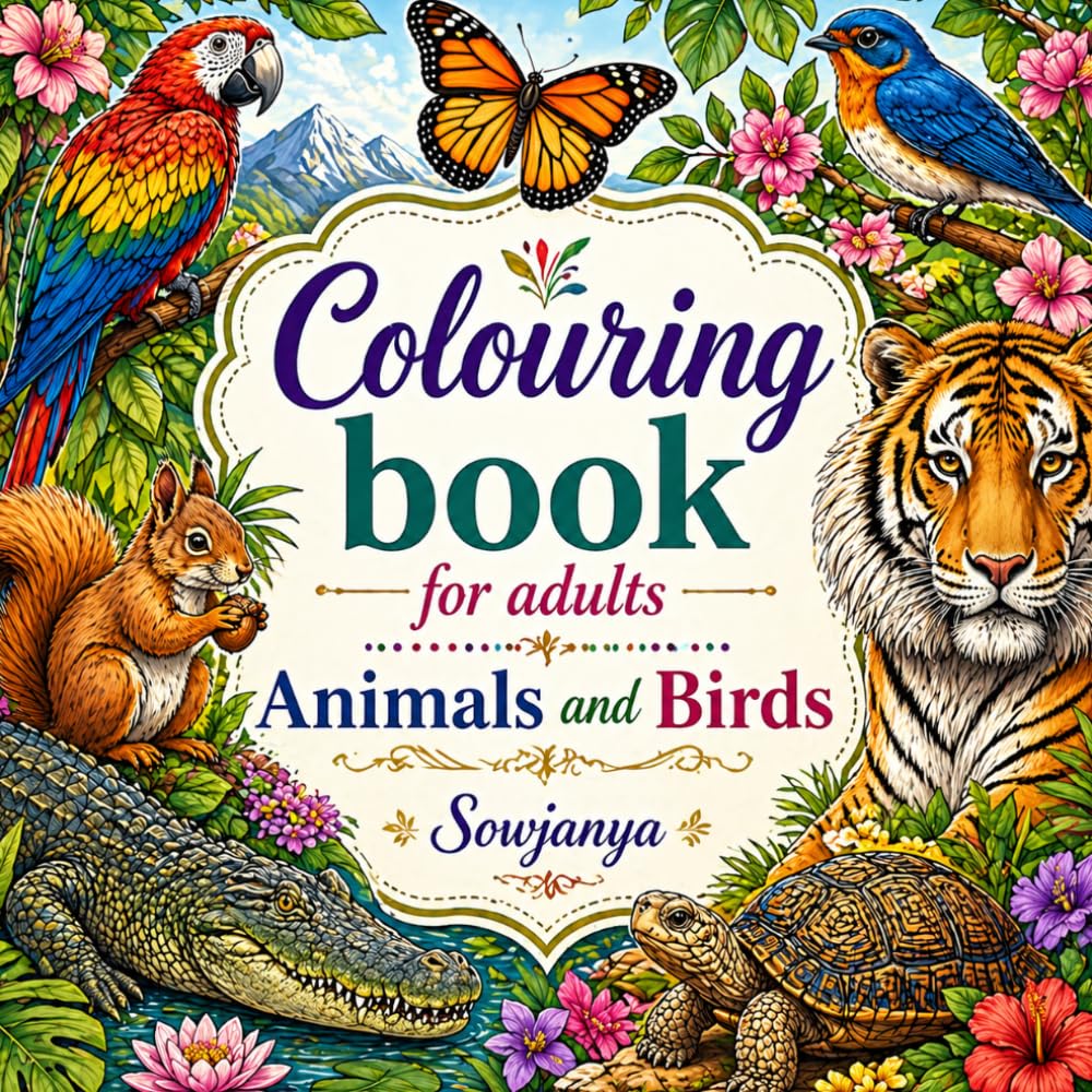 Colouring Book For Adults: Animals and Birds