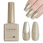 CANNI Champagne Gold Glitter Gel Polish - 9ML Sparkly Soak-Off UV/LED Gel Nail Polish, Shiny Metallic Finish for French Manicure, DIY or Salon Use