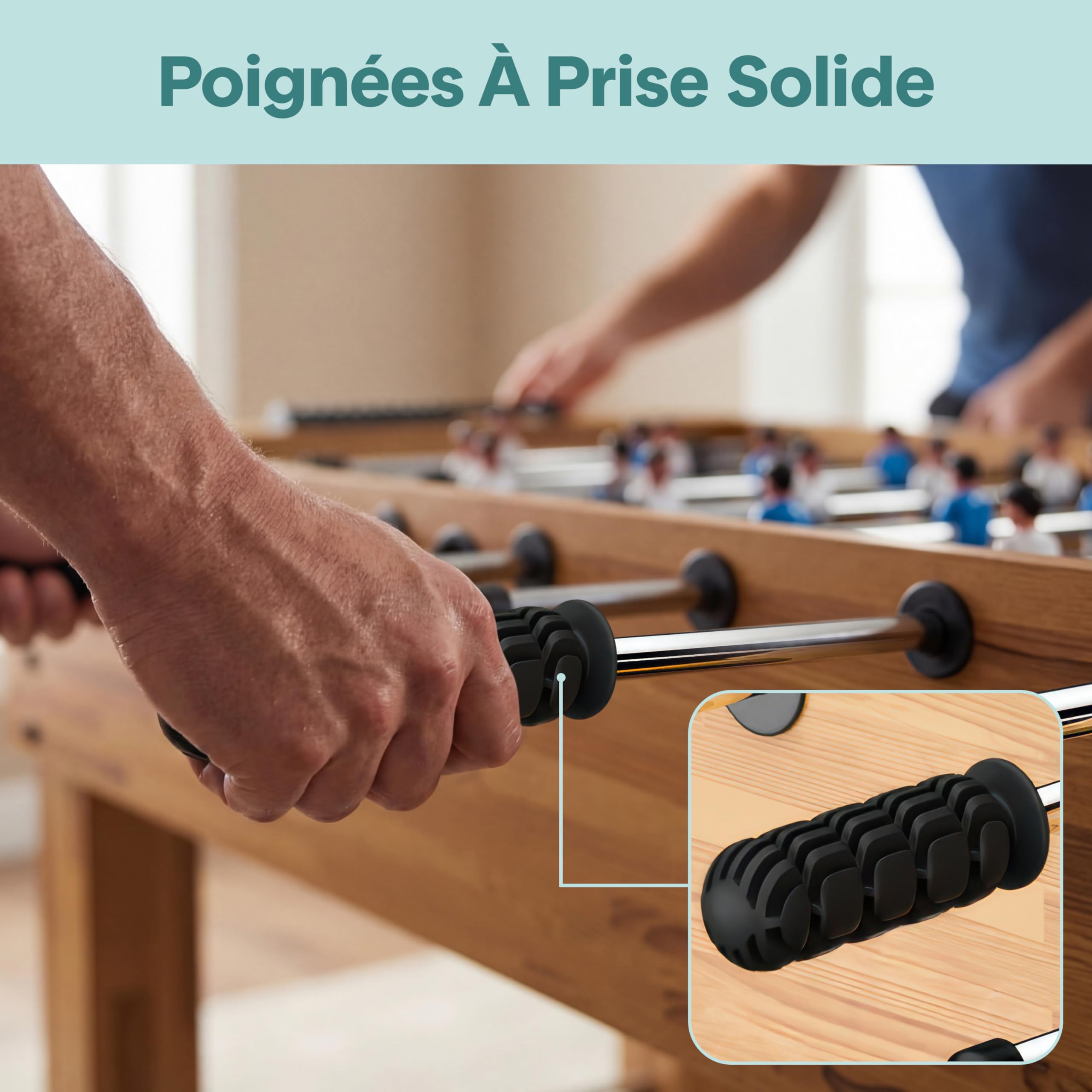 SereneLife Table de Baby-Foot Adulte et Enfant – Babyfoot Intérieur avec 2 Balles et 2 Porte-Gobelets, Table de Jeu Familiale pour Salle de Jeux