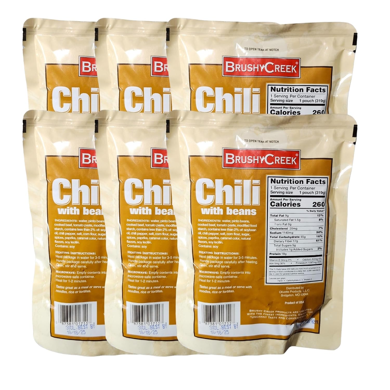 Generic Brushy Creek Chili with Beans, 11.25 oz, Pack of 6