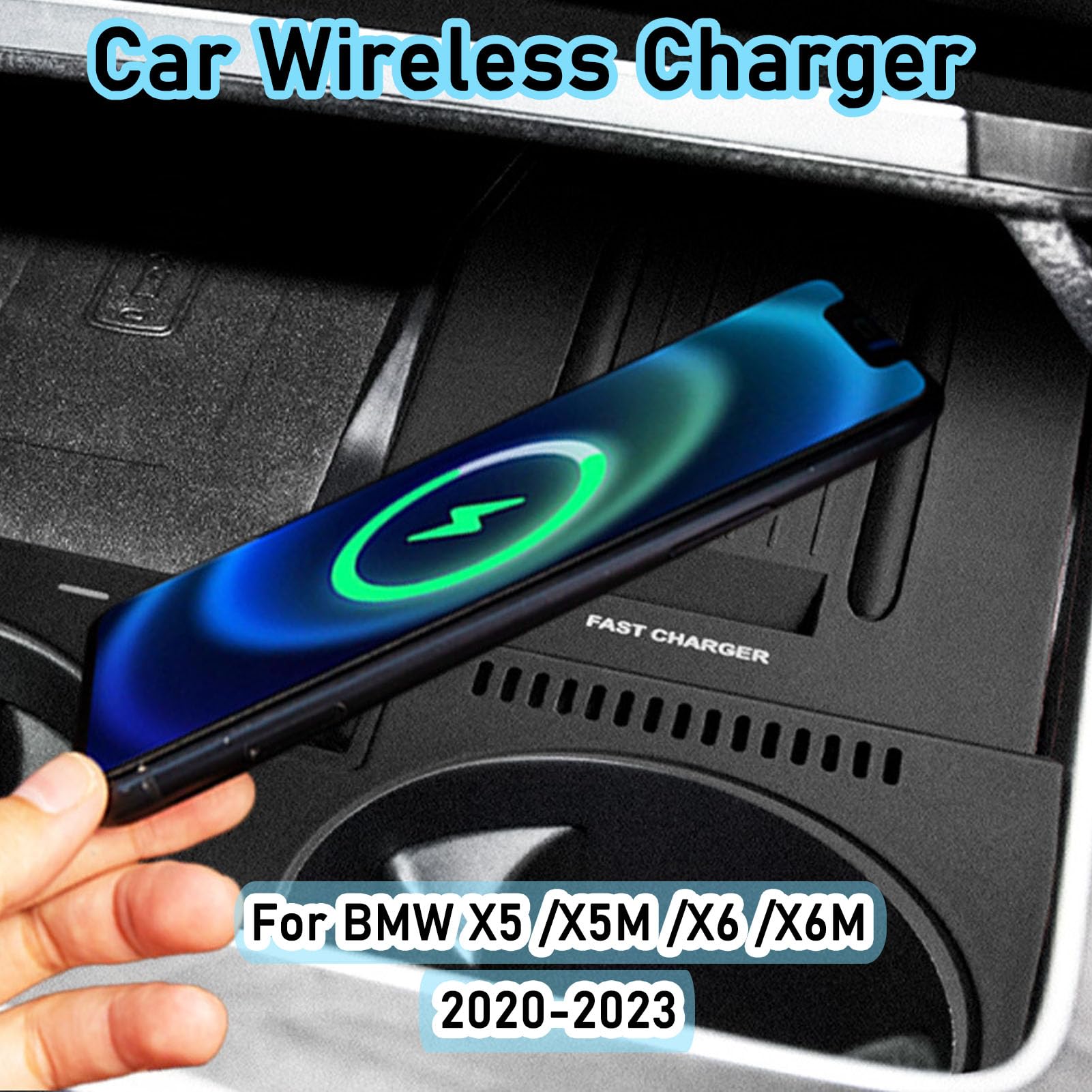 CenNa Caricatore Wireless Auto per BMW X5/x5m/x6/x6m 2020-2023 Tutti I Modelli Accessorio con 15w Wireless E USB Qc3.0 Ricarica Rapida Regalo per La Famiglia