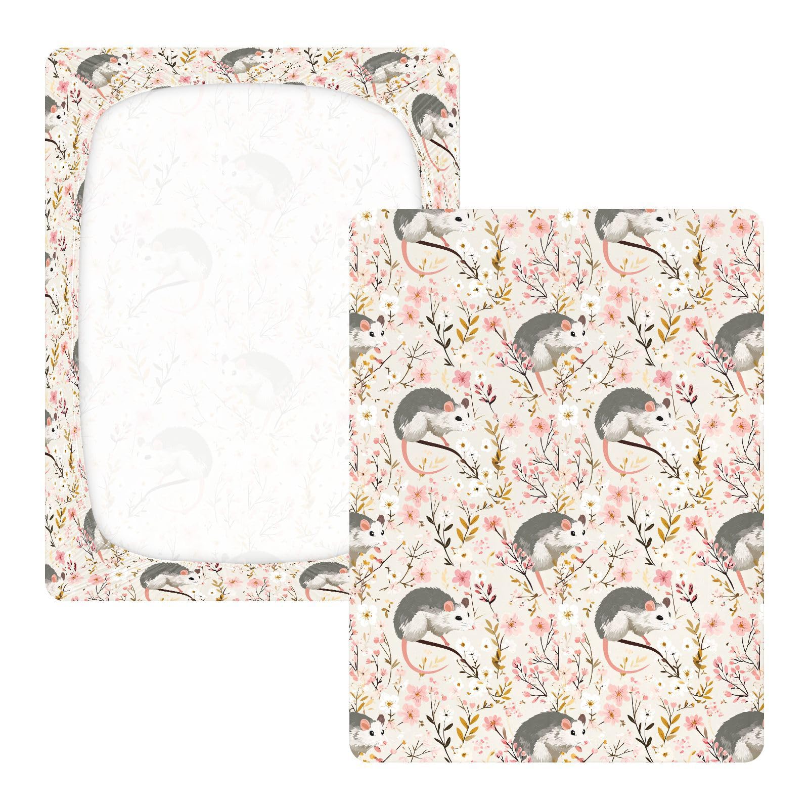 Carino Cartoon Garden Possum Primavera Lenzuola per Culla per Ragazzi Ragazze Cotone Baby Playard Foglio Morbido Bambini Culla Lenzuolo per Bambini Decorazione Della Nera, 1 Confezione forros para