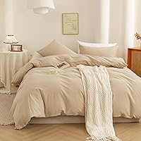 Vista 178 de ECOCOTT Juego de funda de edredón de 3 piezas, 100% algodón lavado, duradero, suave y cómodo, con cierre de cremallera, sin edredón, tamaño King