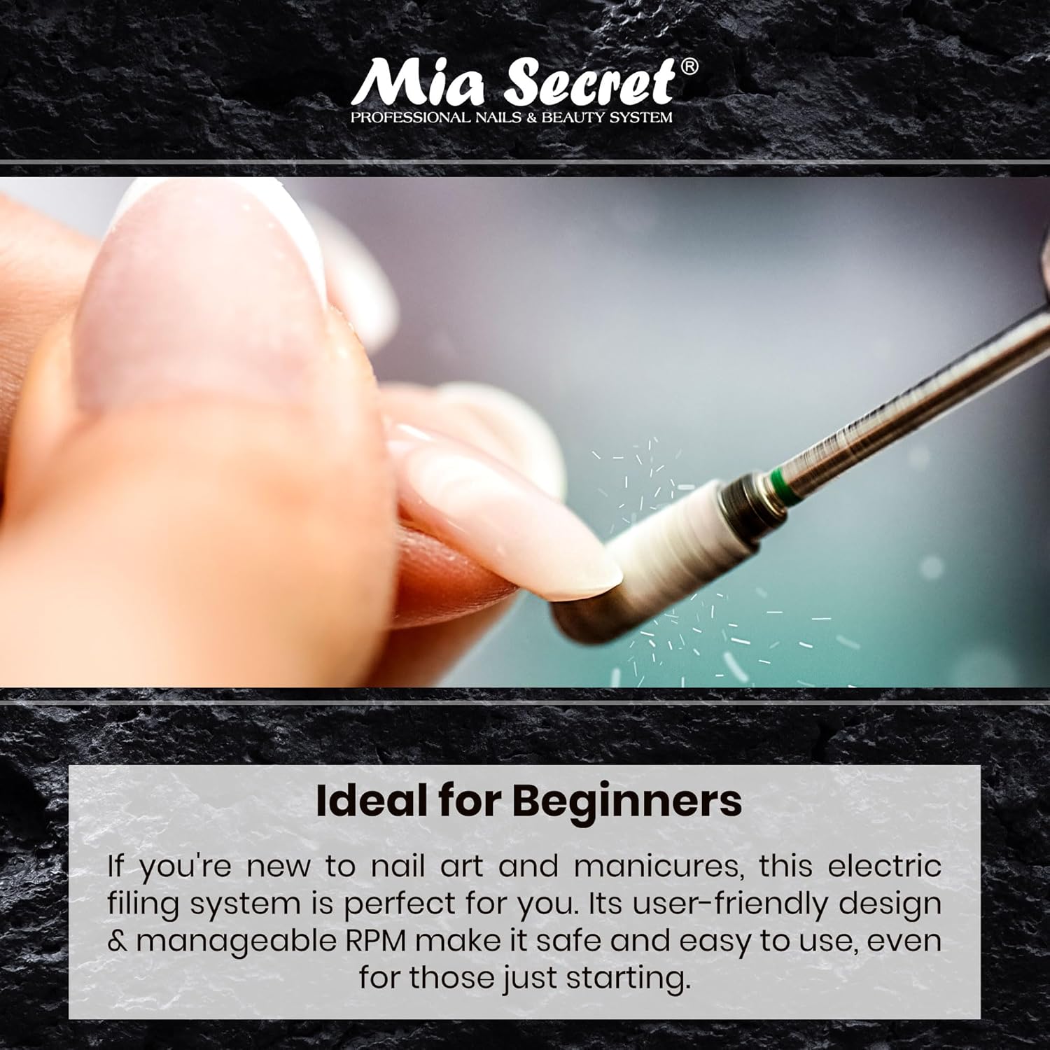Mia Secret Pro Speed Electric Nail Drill for Manicure - Electric Nail Filing System for Beginners, 23,000 RPM - Lightweight Nail Drill for Acrylic and Gel Nail Filling