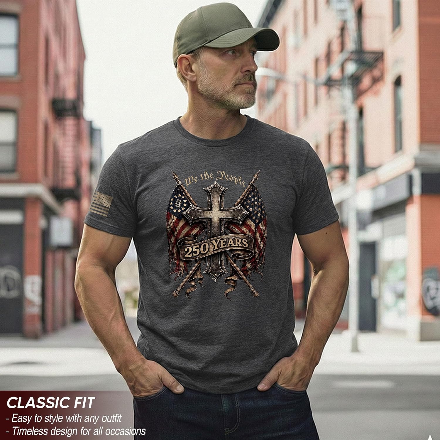 250 Anniversary USA Shirt, Cross Shirts, 250th Independance Shirt, Christian Shirts for Men