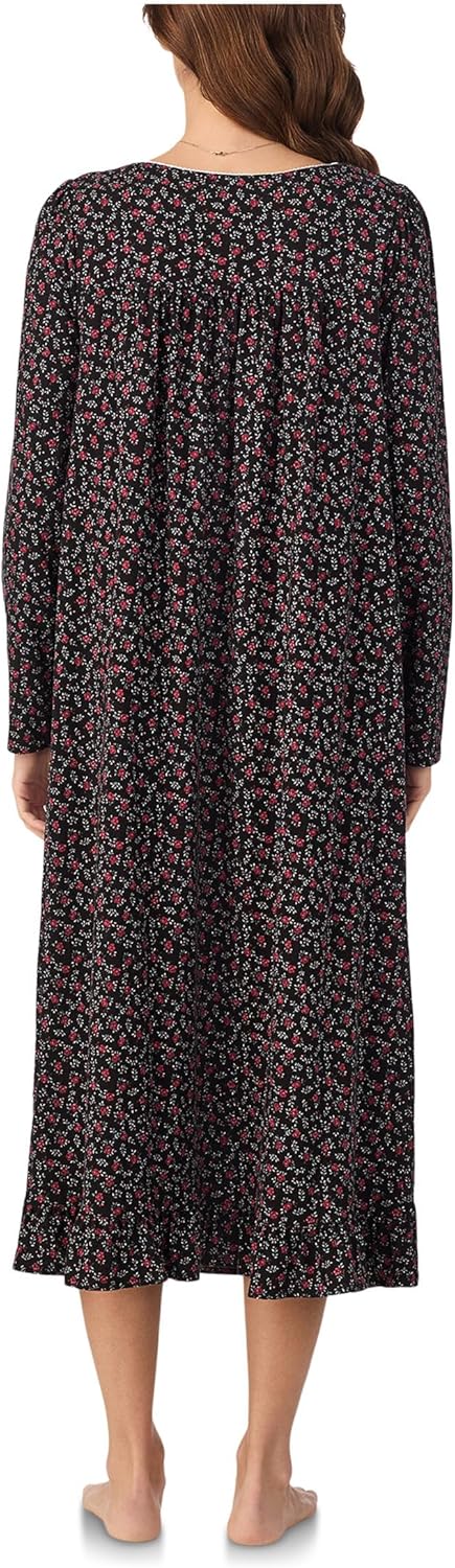 Eileen West womens Cotton Peached Jersey Knit 48" Long Long Sleeve Nightgown - Image 3