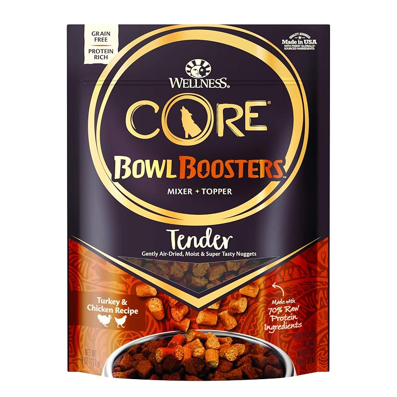 Topper sem grãos para ração seca de cães Wellness CORE, Peru e Frango, 227 g