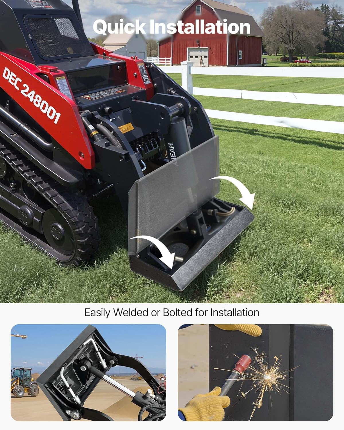 VEVOR 1/4 in Skid Steer Mount Plate, Universal Quick Attach Mount Plate, Easy to Bolt, 1500lbs Load Capacity, Heavy Duty Steel Loader Plates Compatible with Toro Dingo Skid Steers & Tractors