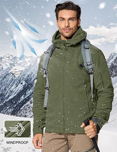 Miniatura 2 de CRYSULLY - Chaquetas tácticas militares deportivas de hombre, abrigos de forro polar con capucha, chaquetas de aventura al aire libre