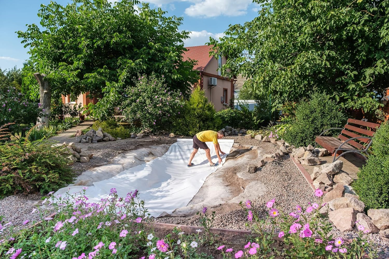 EINSIDE Geotextilvlies 200 g/m², Drainagevlies und Filtervlies, 1,5 × 50 m | Filtervlies Verhindert Staunässe und verbessert die Bodendurchlässigkeit