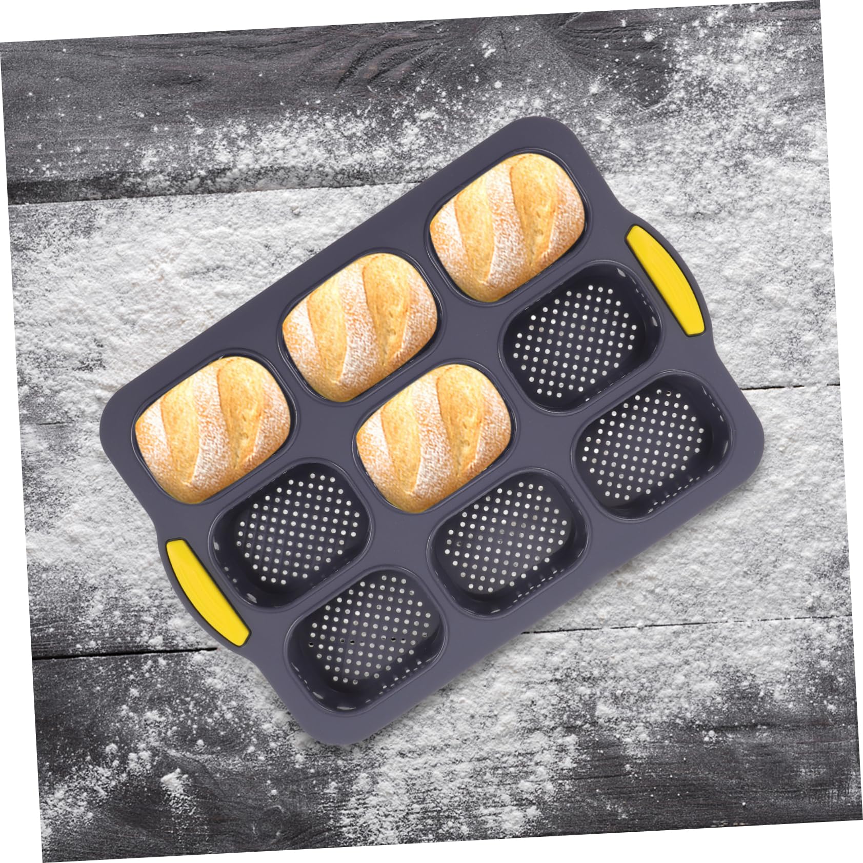 HOLIDYOYO Cake Pans for Baking 9 Cavity Silicone Bread Mold Versatile Loaf Pan for French Bread Sandwiches