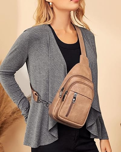 Miniatura 2 de MASINTOR Bolso bandolera para mujer - Riñonera cruzada con cuero vegano - Mochila ajustable para viajes