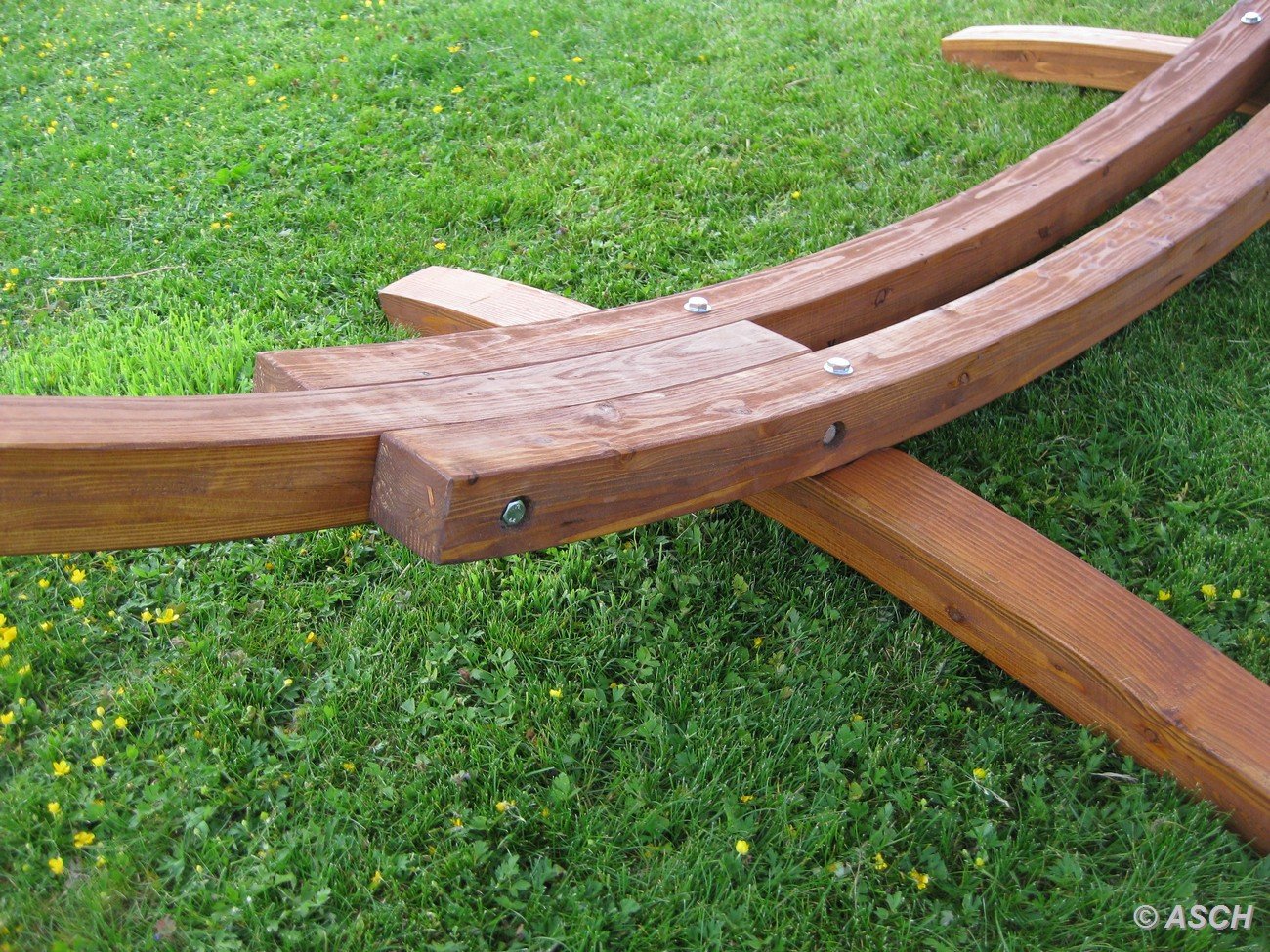 ALEOS. 410cm XXL Hängemattengestell NEGRIL Holz Lärche Stab Hängematte bunt