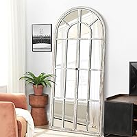 Vista 74 de NeuType Espejo arqueado de longitud completa, 71 x 32 pulgadas, espejo grande de cuerpo completo con marco de metal de aluminio, protección contra