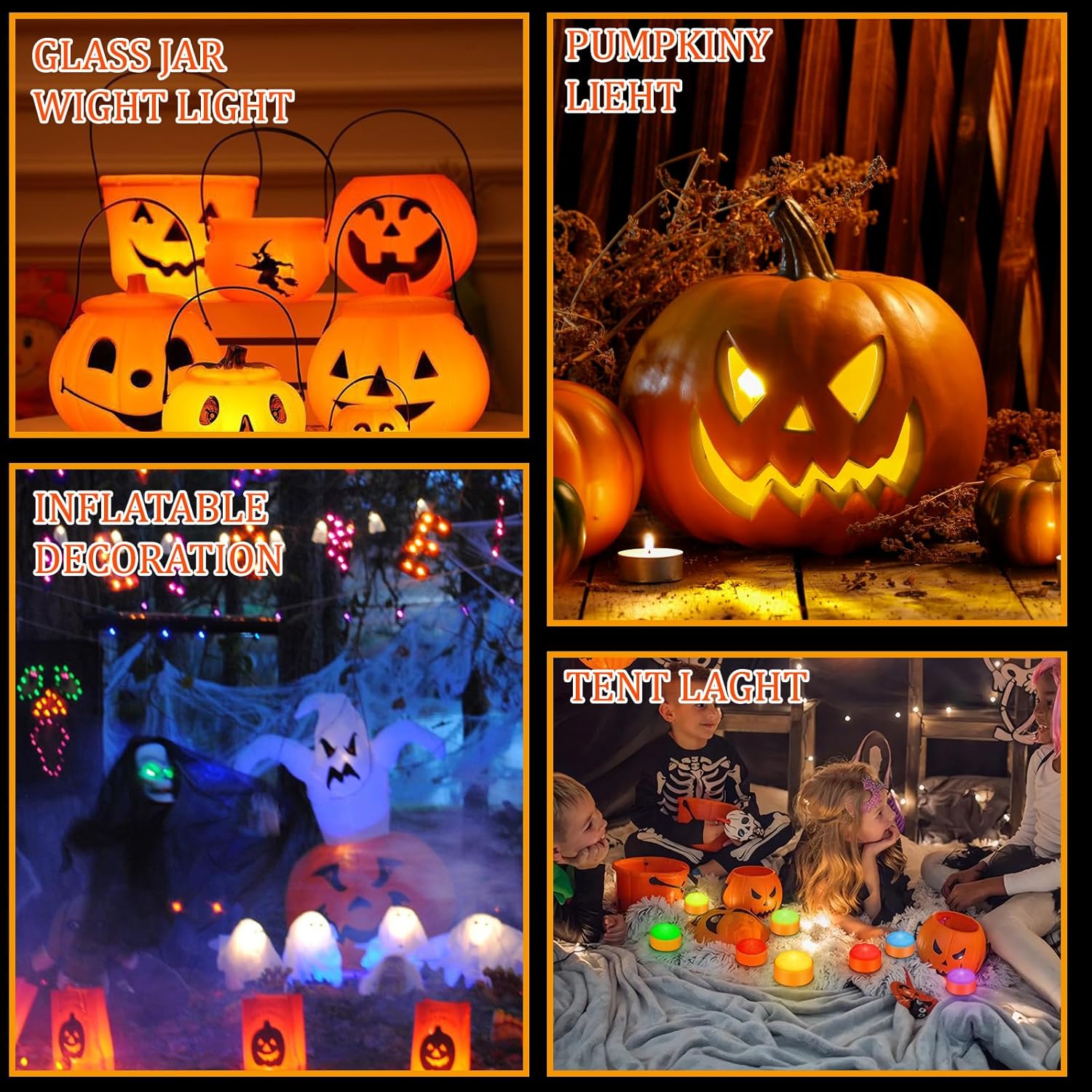 Cadrim Halloween Pumpkin Lights with Remote Control and Timers, RGBW Color Changing Battery Operated Lights for Christmas, Halloween, Parties, Dress Up Parties Decorations (4PCS)
