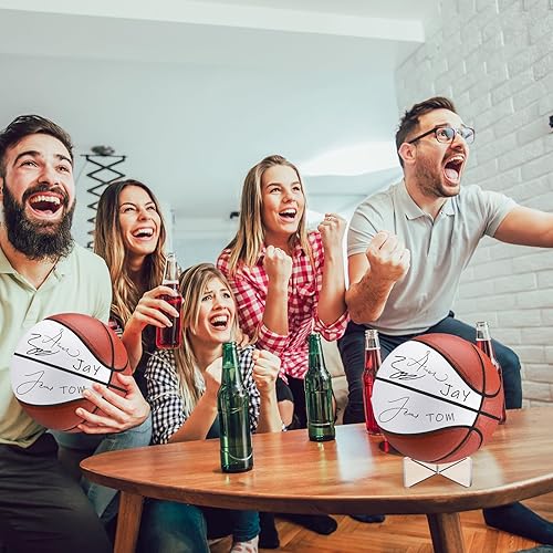 Miniatura 5 de Liliful Autograph Baloncesto con soporte de bola acrílico, bolígrafo de firma y bomba en blanco, pelota oficial de 4 paneles para regalos de