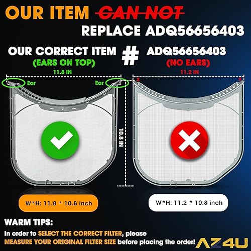 Vista 2 de Dryer Lint Filter Screen Trap Replaces For LG DLE3400W DLE3500W DLE3170W DLE2701V DLE3050W DLE3180W DLE3360W DLE3400 DLE3075W DLE317DW DLE2601W