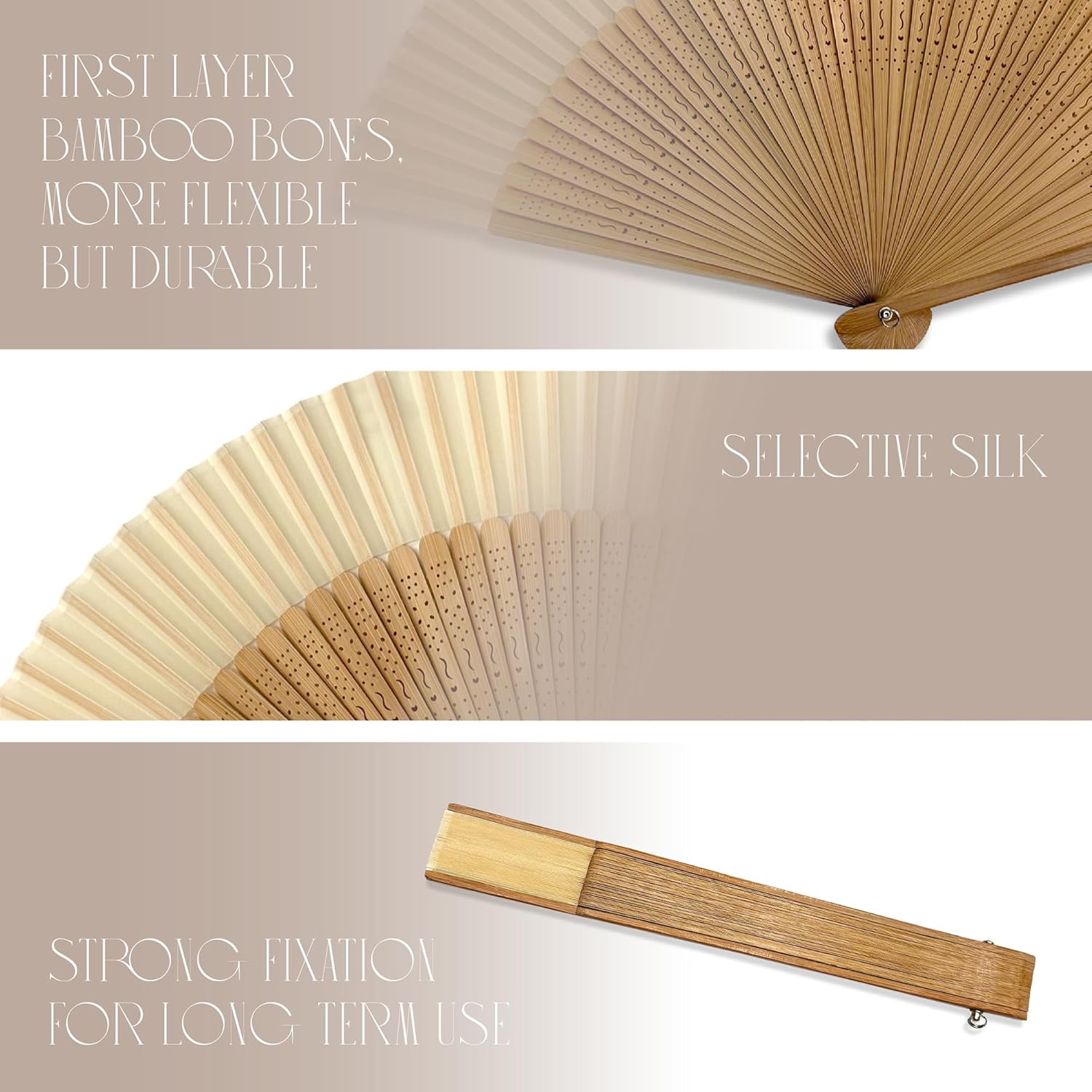 Bamboo Hand Fans for Women Foldable：Yolease Folding Fan Handheld Bulk Portable Small Chinese Fans for Wedding Guests Party Favors for Birthday Party Decorations Baby Bridal Shower Church Events