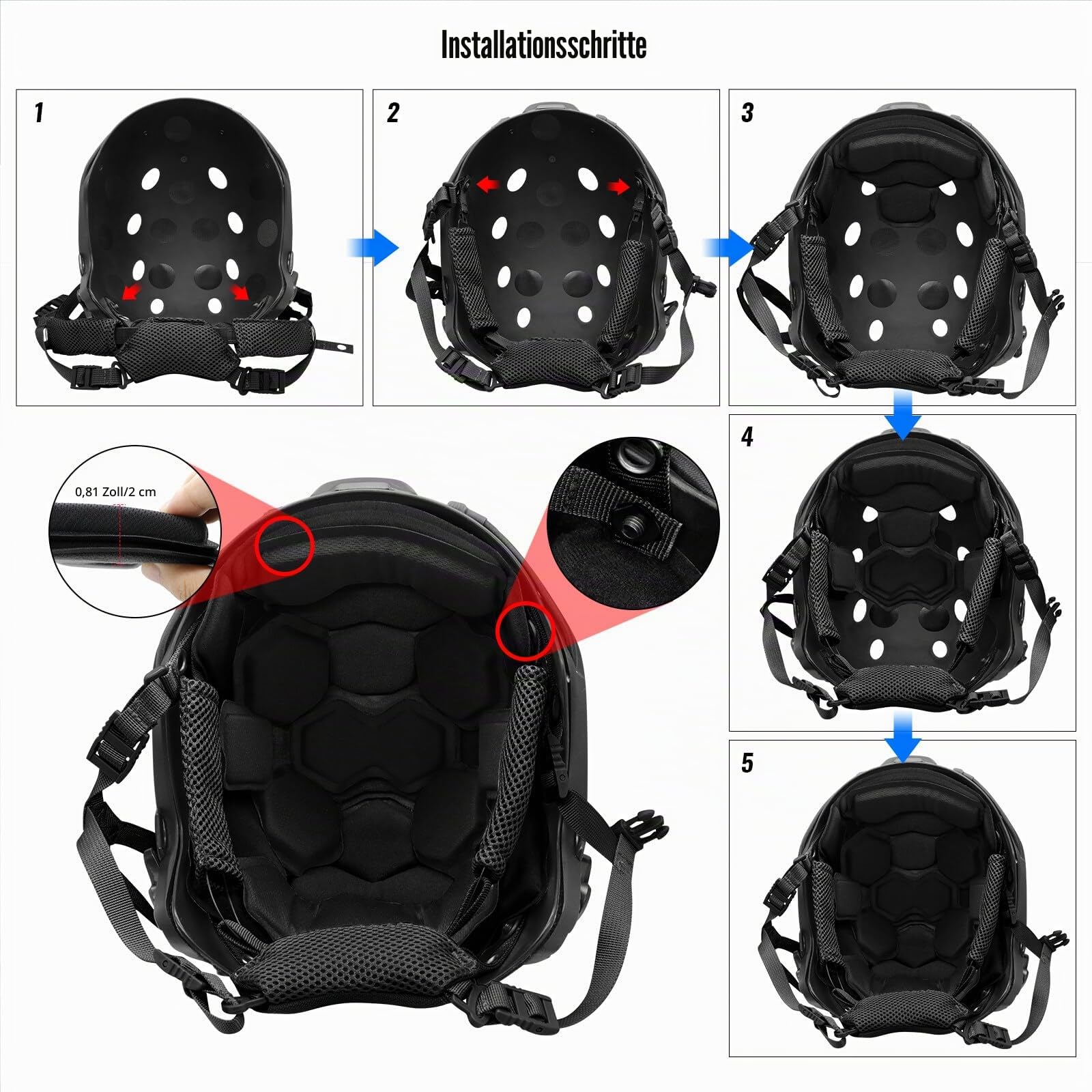 Tactical Helm Pads und Helm Chin Strap Austausch verstellbar für Tactical Fast Mich ACH Bump FMA EXF Ersatz Zubehör Kit