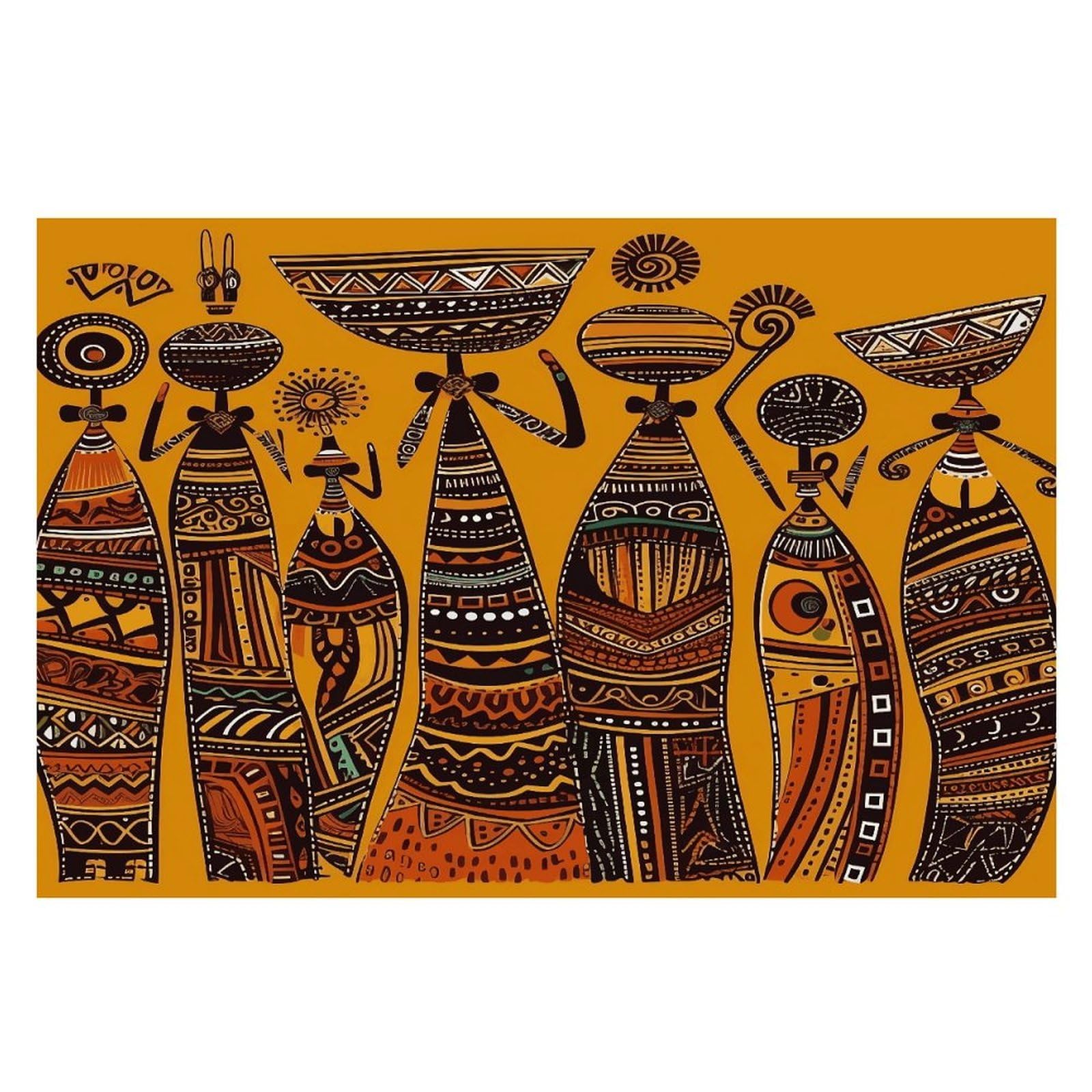Creative African Culture Placemats Wipeable Heat Resistant Table Mats Washable Flax Place Mats Elegant Cloth Non-Slip Placemat for Kitchen Dinning Party Table Decor 12 * 18 in