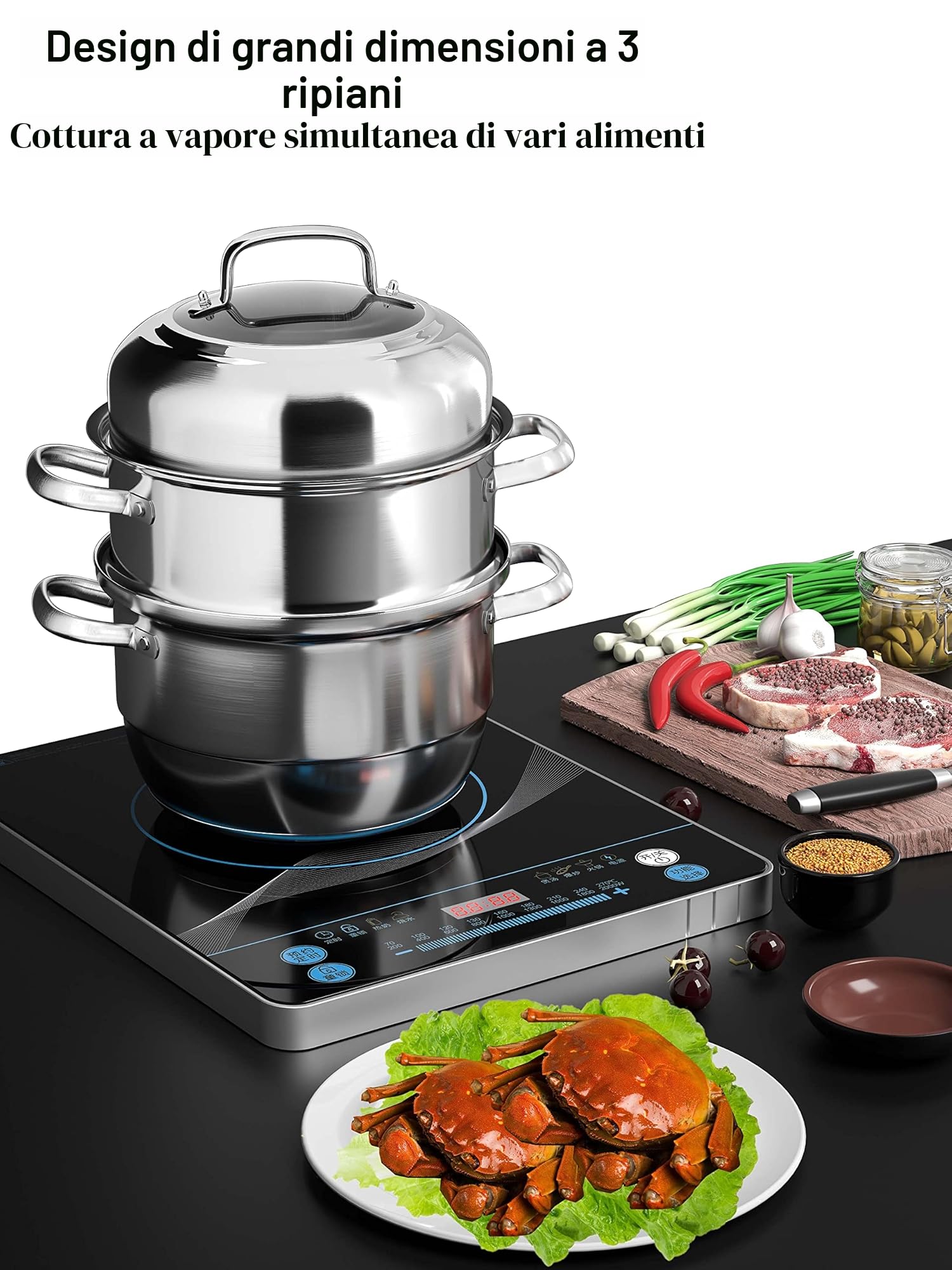Vention Vaporiera Acciaio Inox, Pentola Induzione 28 cm
