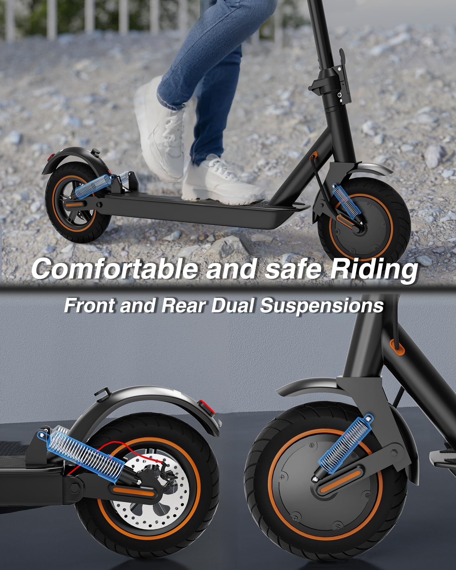 QnQ Trottinettes Électriques, 8.5"/10" Électrique Trottinette Pliable, Moteur 500W, Batterie 7.8AH/10.4AH, Application, Maximum 25km/h, Portée de 20 à 35 km, Double Frein, Double Amortisseurs