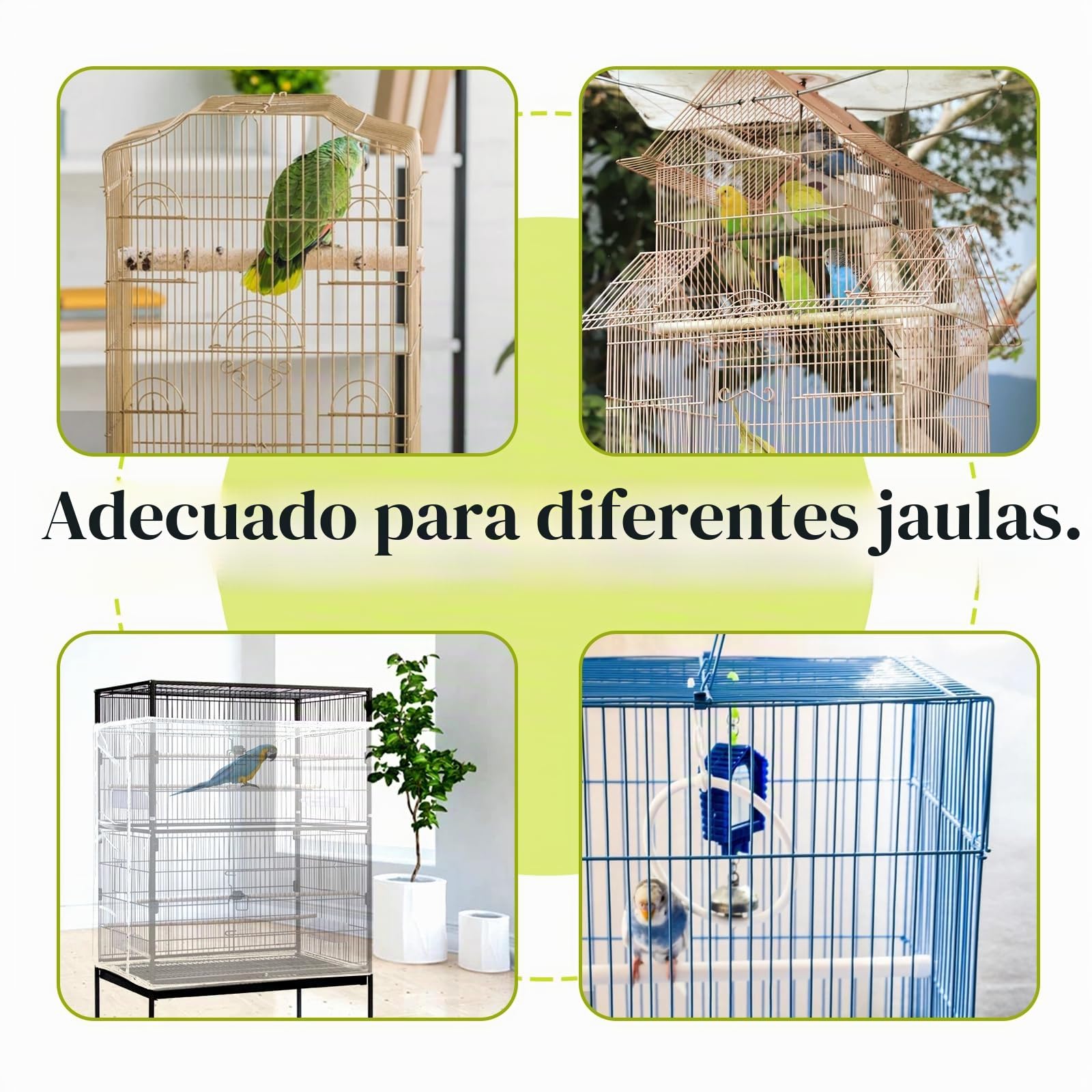 Yepper Cubierta de Jaula para Pájaros, Recolector de Semillas, Cubierta Grande para Jaula de Pájaros, Malla de Nylon Suave y Airosa Ajustable, Faldón de Malla para Jaula de Pájaros, Guarda de Semillas