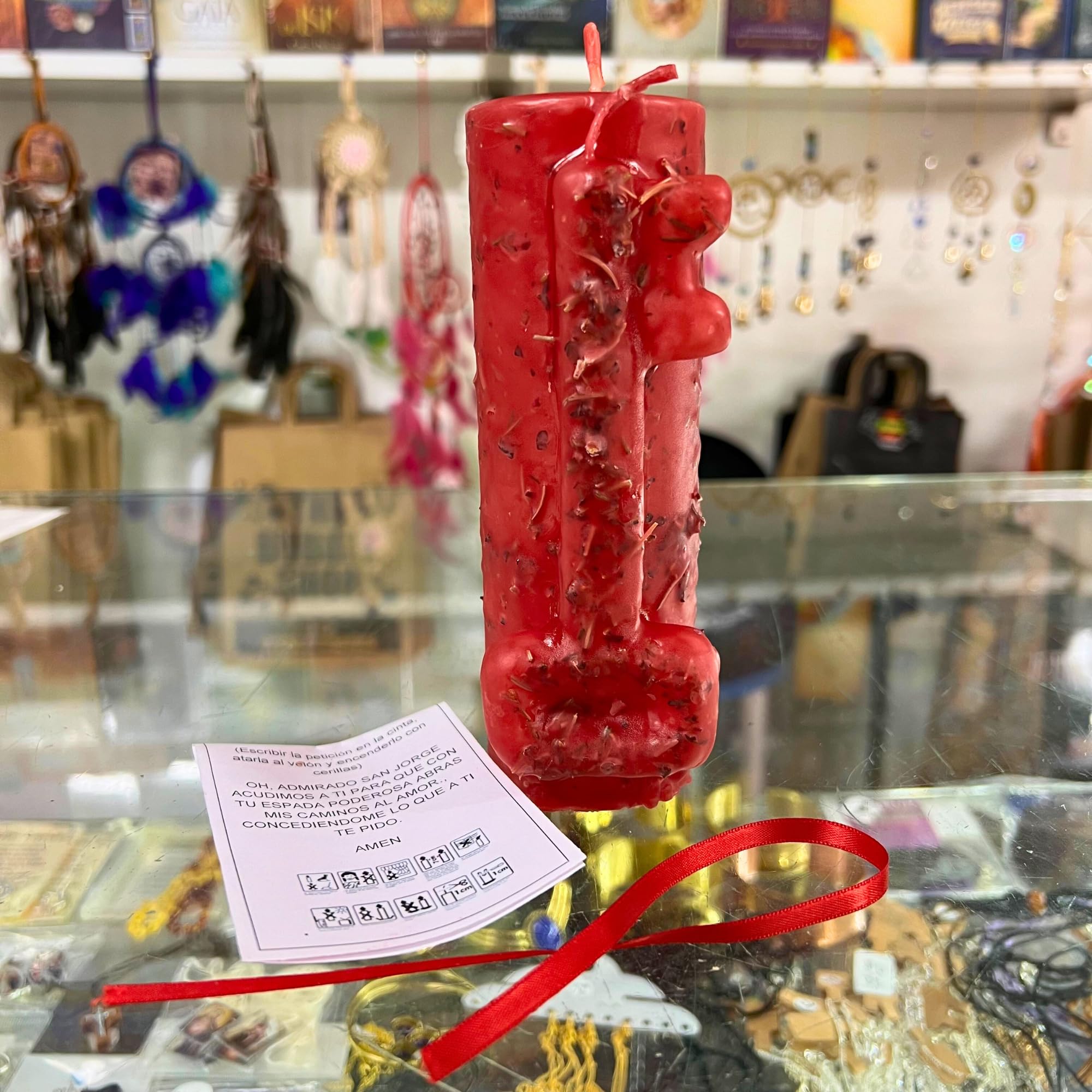 Velón Llave del Amor para Cualquier Petición Amorosa | Vela de 2 Mechas para la Atracción, Conseguir Pareja y Enamorar a la Persona Deseada | Con Lazo Rojo Especial e Instrucciones con Oración