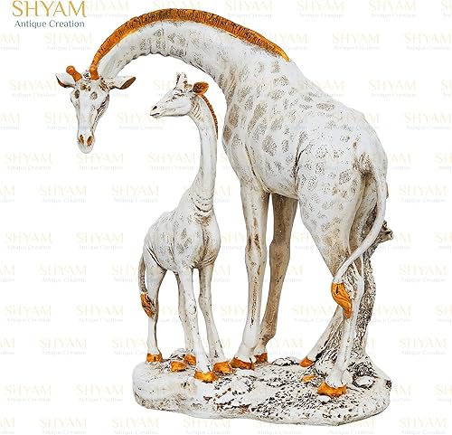 Miniatura 3 de Shyam Antique Creation Figura coleccionable de jirafa con estatua de jirafa bebé, figura de animales de vida silvestre, pieza de exhibición para el