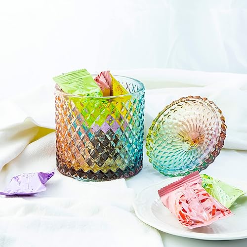 Miniatura 9 de Home - Juego básico de organización de almacenamiento de alimentos, tarro facetado de diamante de cristal con tapa de cristal, adecuado como plato