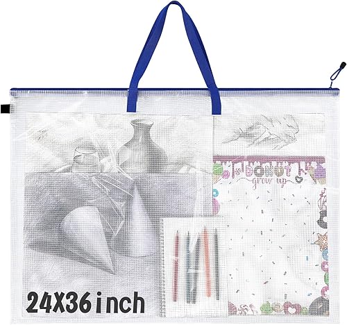Miniatura 1 de Cunno Bolsa de cartera de arte de 24 x 36 pulgadas, bolsa de almacenamiento para pósteres grandes, bolsas con cremallera y asa, organizador de arte,