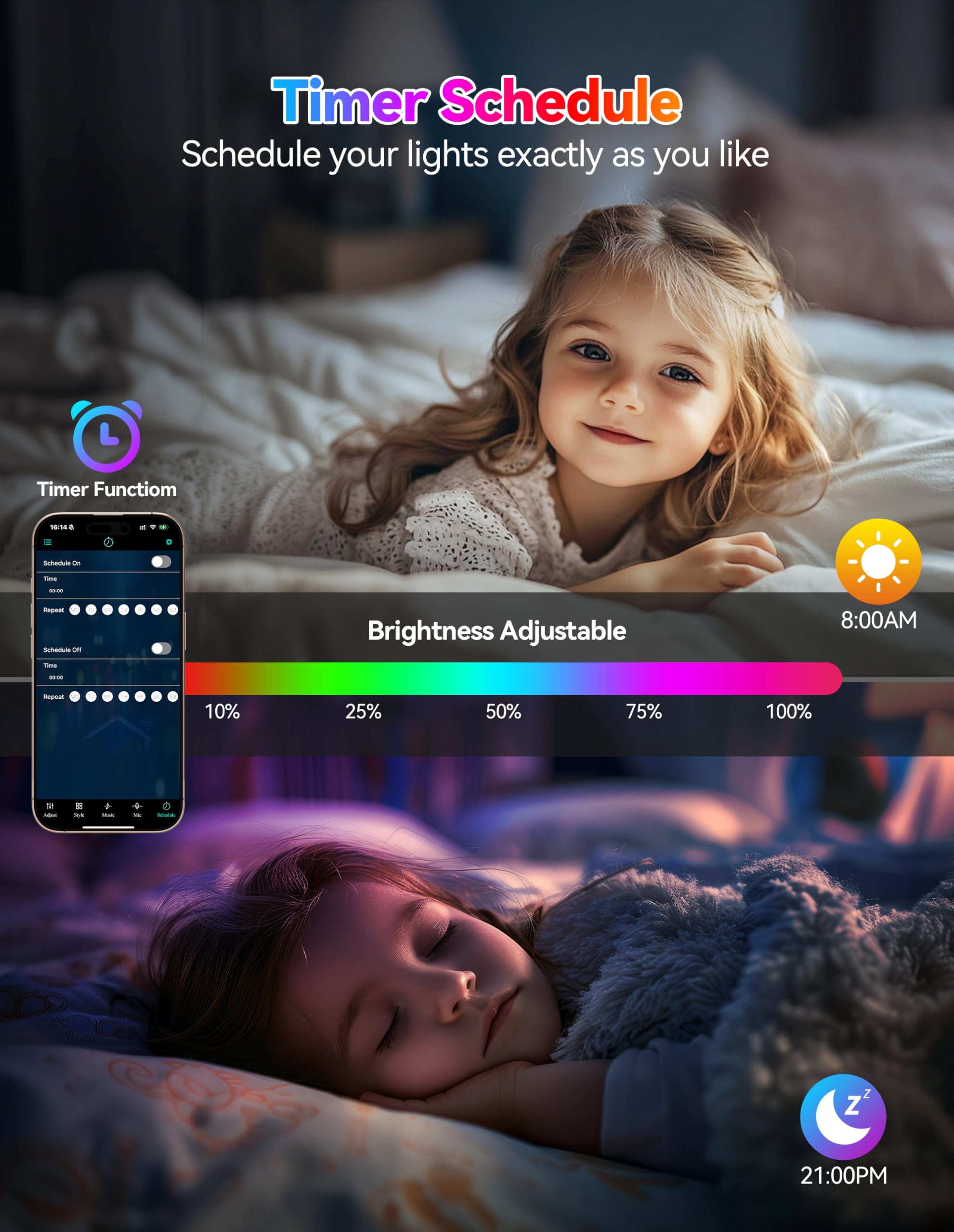 TECKNET Hexagon Light Panel - 8 Pack Smart APP RGB Hexagon LED Lights Wall Lights with Remote Control & Music Sync for Halloween Decor, Gaming Decor