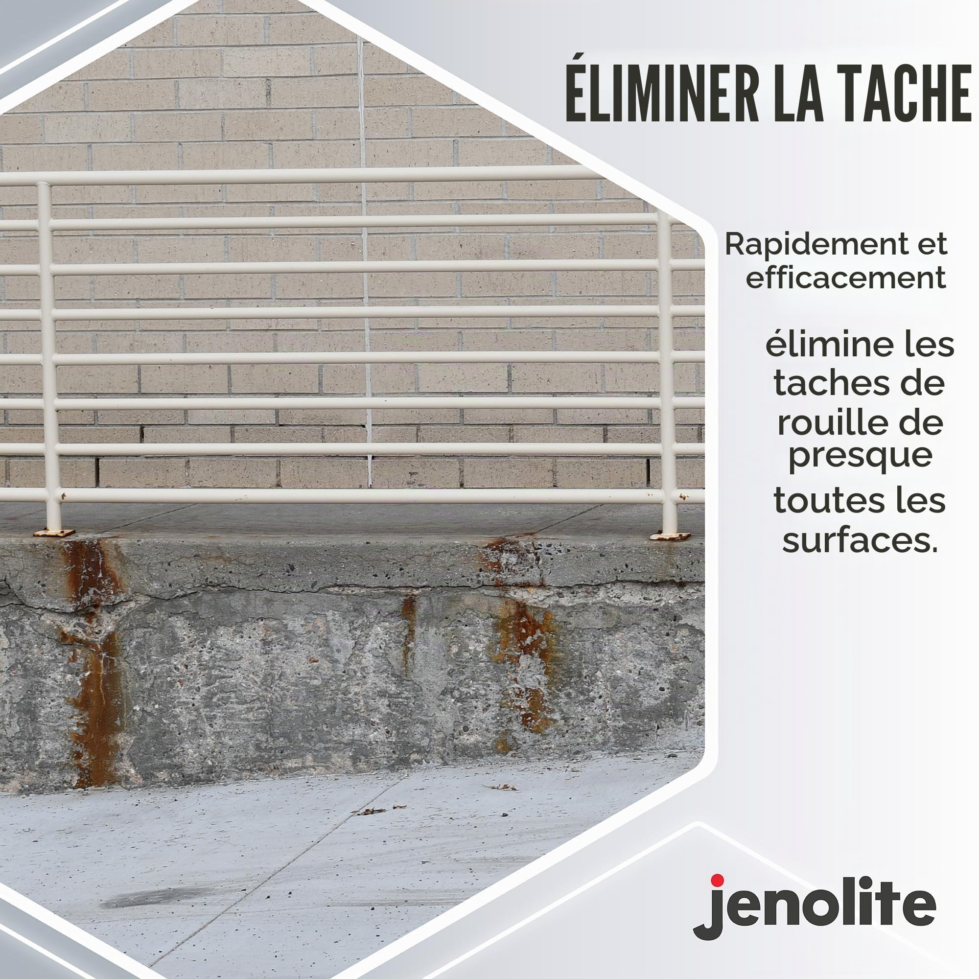 JENOLITE Détachant Rouille | 500ml | Solution Anti Rouille Élimine Taches de Rouille sur Terrasse et Carrelage, Détachant de Rouille pour Salle de Bain, Stop Rouille | Teinture Antirouille