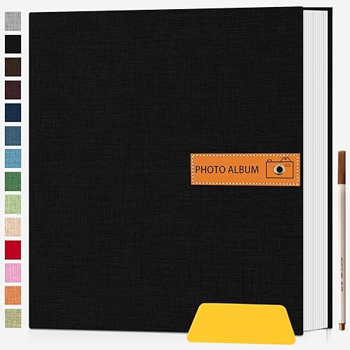 Álbum de fotos autoadhesivo para fotos de 4 x 6, 5 x 7, 8 x 10, cubierta de lino con 60 páginas, libro de fotos de bricolaje, regalos de cumpleaños