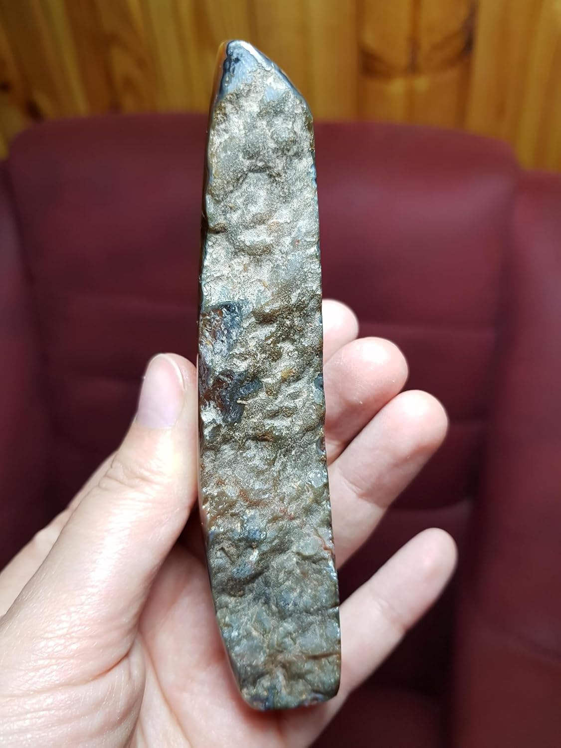 High-Contrast Banded Agate Specimen - Polished Slice with Natural Quartz Edge - Stone of Balance & Detail