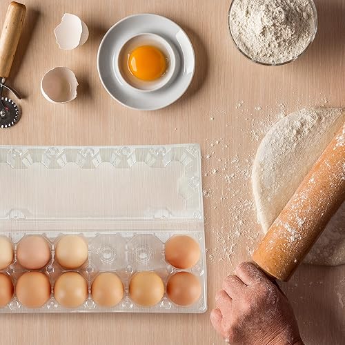 Miniatura 6 de Tanlade 100 cajas de cartón de plástico para huevos, 12 rejillas transparentes, bandeja de huevos de gallina, soporte de plástico desechable,
